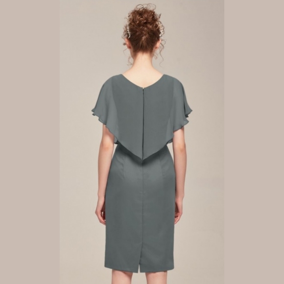 Gray Formal Chiffon Reese Wrap Dress, size 16 - Picture 5 of 14